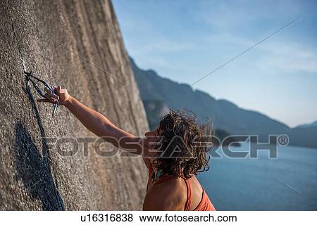 Woman rock climbing, Malamute, Squamish, Canada View Large Photo Image Stock Photo - Woman rock climbing, Malamute, Squamish, Canada. Fotosearch