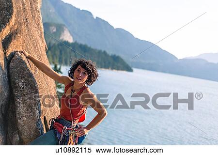 Woman rock climbing, Malamute, Squamish, Canada View Large Photo Image Stock Photography - Woman rock climbing, Malamute, Squamish, Canada. Fotosearch