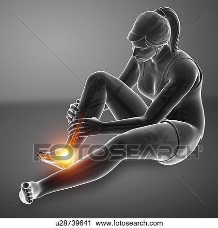 Stock Image - Woman with foot pain, computer illustration.. Fotosearch