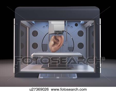 Stock Photograph - 3d rendered illustration of a 3d printer printing an ear.. Fotosearch