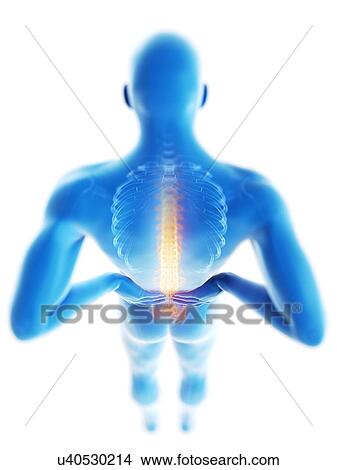 3d rendered illustration of a man with backache. View Large Photo Image Picture - 3d rendered illustration of a man with backache.. Fotosearch