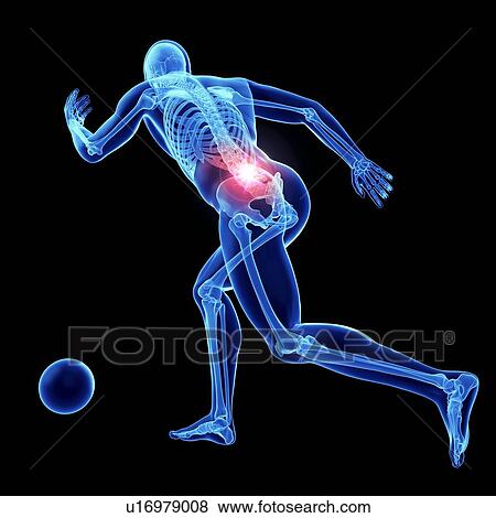Stock Photo - 3d rendered illustration of an athlete's painful spine.. Fotosearch