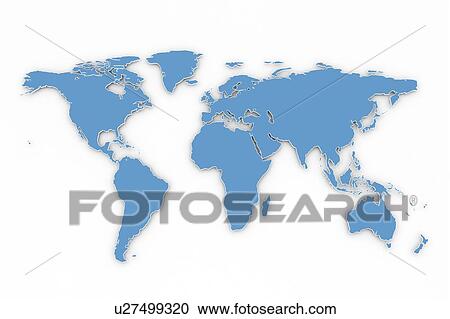 Stock Image - 3D World map, illustration.. Fotosearch