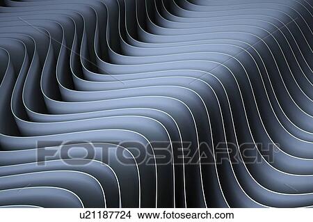 Picture - Abstract blue overlapping wave pattern, abstract computer illustration.. Fotosearch