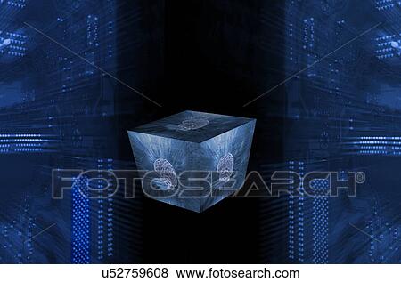 Stock Photo - Artificial intelligence, conceptual illustration. Human brains in a digital cube.. Fotosearch