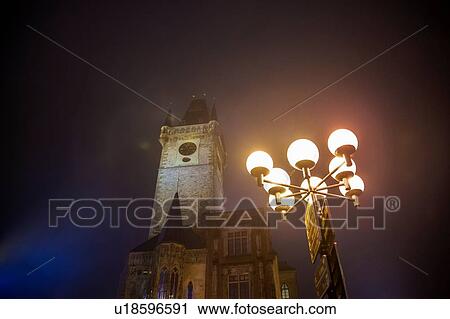 Stock Image - Astronomical Clock and tower, Old Town Square, Prague, Czech Republic. Fotosearch