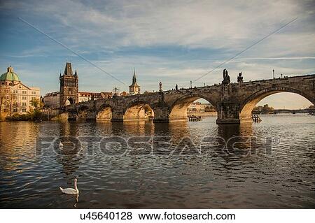 Charles Bridge and Vltava river, Prague, Czech Republic View Large Photo Image Stock Photo - Charles Bridge and Vltava river, Prague, Czech Republic. Fotosearch