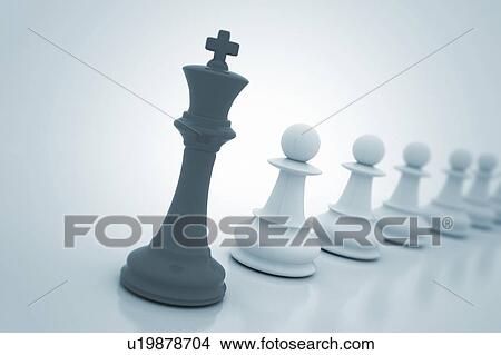 Picture - Chess king leadership concept, computer illustration.. Fotosearch