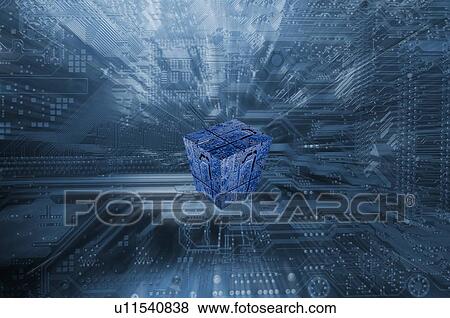 Computers circuit-board with a futuristic digital cube. View Large Photo Image Stock Photo - Computers circuit-board with a futuristic digital cube.. Fotosearch