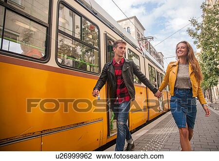Stock Image - Couple on city break, Budapest, Hungary. Fotosearch