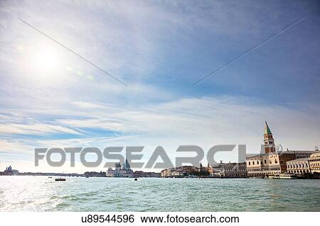 Stock Photograph - Distant view of city from the lagoon, Venice, Veneto, Italy. Fotosearch