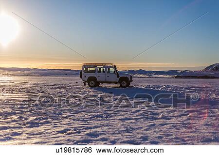 Four wheel drive vehicle in remote landscape, Iceland View Large Photo Image Stock Photograph - Four wheel drive vehicle in remote landscape, Iceland. Fotosearch