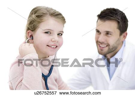 Girl role playing doctor with stethoscope. View Large Photo Image Stock Photo - Girl role playing doctor with stethoscope.. Fotosearch