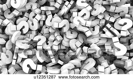 Stock Photo - Glossy white question marks background, computer illustration.. Fotosearch