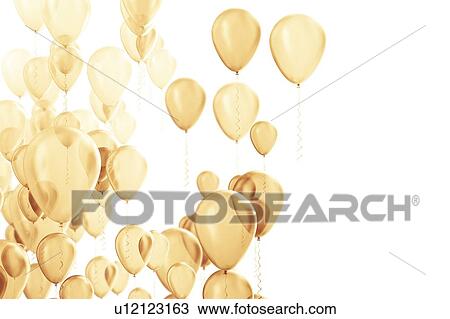 Group of party celebration golden balloons white background, illustration. View Large Photo Image Stock Image - Group of party celebration golden balloons white background, illustration.. Fotosearch