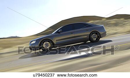 Illustration of a car on the road. View Large Photo Image Stock Photo - Illustration of a car on the road.. Fotosearch