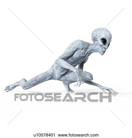 Stock Image - Illustration of a humanoid alien.. Fotosearch