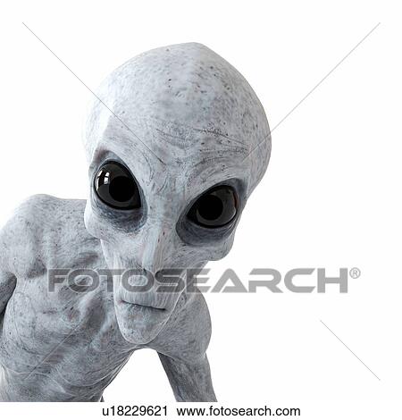 Stock Image - Illustration of a humanoid alien.. Fotosearch
