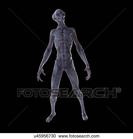 Stock Image - Illustration of a humanoid alien.. Fotosearch