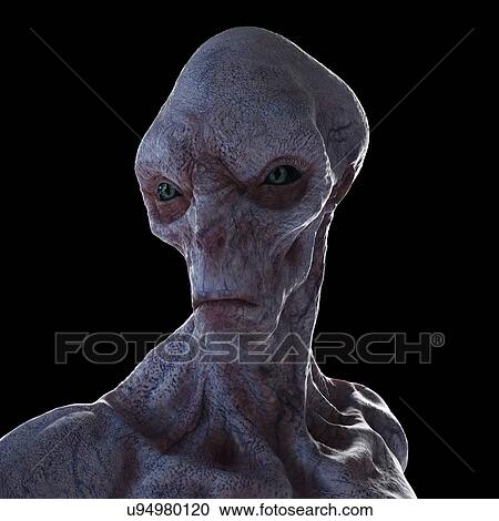 Stock Image - Illustration of a humanoid alien.. Fotosearch