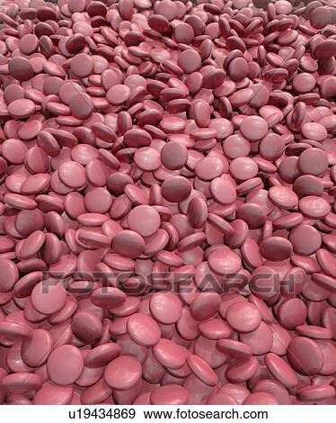 Stock Photo - Illustration of a pile of coated medical tablets, possibly falling out of pill manufacturing machine at end of production process. Tablet coating is used for a variety of purposes, including: masking of unpleasant tastes and odours, protecting drugs.... Fotosearch