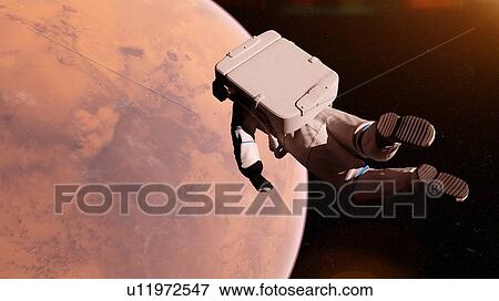 Illustration of an astronaut in front of Mars. View Large Photo Image Stock Photo - Illustration of an astronaut in front of Mars.. Fotosearch