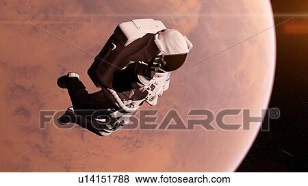 Illustration of an astronaut in front of Mars. View Large Photo Image Stock Photo - Illustration of an astronaut in front of Mars.. Fotosearch