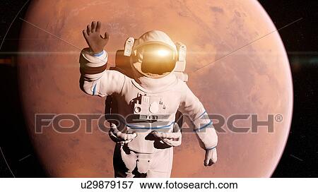 Illustration of an astronaut in front of Mars. View Large Photo Image Stock Photo - Illustration of an astronaut in front of Mars.. Fotosearch