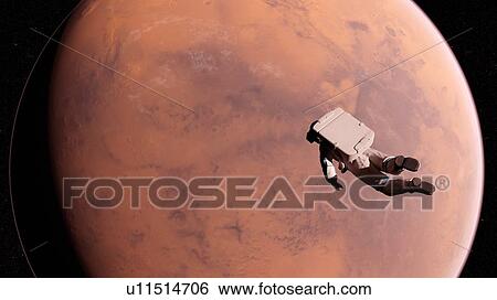Illustration of an astronaut in front of Mars. View Large Photo Image Stock Photograph - Illustration of an astronaut in front of Mars.. Fotosearch