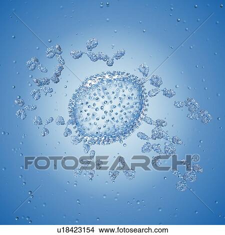 Illustration of antibodies attacking an influenza virus. View Large Photo Image Picture - Illustration of antibodies attacking an influenza virus.. Fotosearch