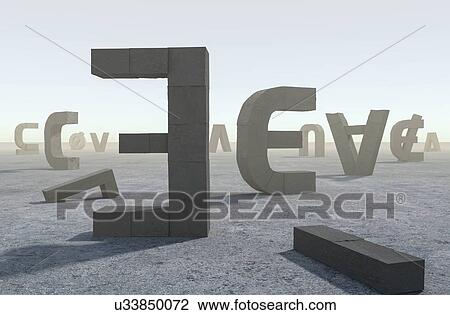 Stock Image - Illustration of symbols of set theory and logic represented as a set of stone monuments on a plain.. Fotosearch
