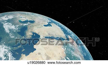 Stock Image - Illustration of the Earth from space.. Fotosearch