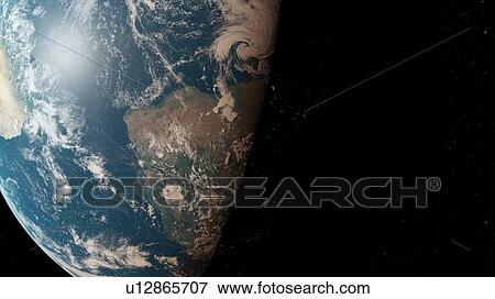 Stock Photo - Illustration of the Earth from space.. Fotosearch