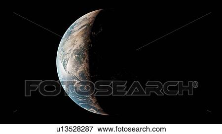 Stock Photo - Illustration of the Earth from space.. Fotosearch