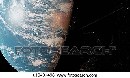 Stock Photo - Illustration of the Earth from space.. Fotosearch