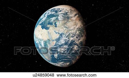 Stock Photo - Illustration of the Earth from space.. Fotosearch