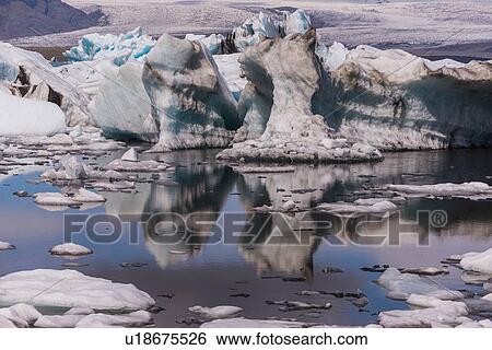 Stock Photograph - Jokulsarlon icebergs, Iceland. Fotosearch