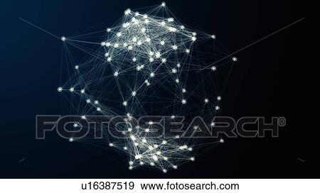 Stock Photo - Network connection interface 3D rendering on dark blue background, illustration.. Fotosearch