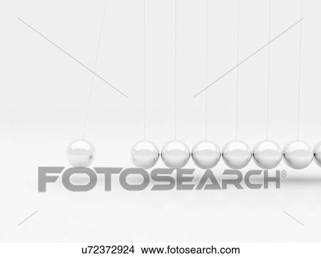 Picture - Newton's cradle metal balls on white background, illustration.. Fotosearch