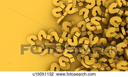 Stock Image - Orange question marks background, computer illustration.. Fotosearch
