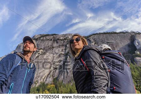 Picture - Rock climber couple on Malamute, Squamish, Canada. Fotosearch