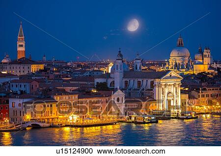 Scenic cityscape with Giudecca canal waterfront at night, Venice, Veneto, Italy View Large Photo Image Stock Image - Scenic cityscape with Giudecca canal waterfront at night, Venice, Veneto, Italy. Fotosearch
