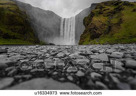 Skogafoss waterfall, Iceland View Large Photo Image Stock Image - Skogafoss waterfall, Iceland. Fotosearch