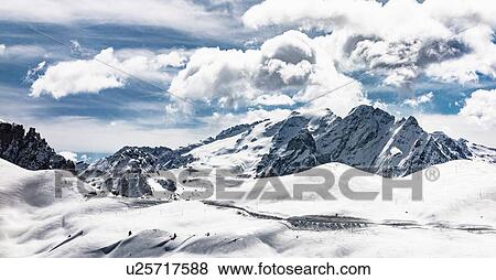 Stock Photo - Snow covered Dolomites, Wolkenstein, Trentino-Alto Adige (Sudtirol), Italy. Fotosearch