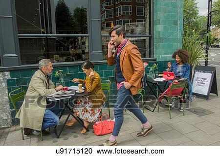 Street scene by pavement cafe, London, UK View Large Photo Image Stock Image - Street scene by pavement cafe, London, UK. Fotosearch