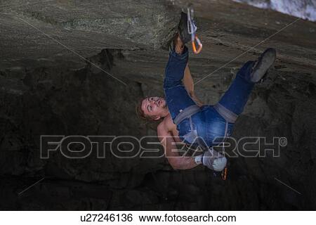 Stock Photograph - Trad climbing roof of My Little Pony route in Squamish, Canada. Fotosearch