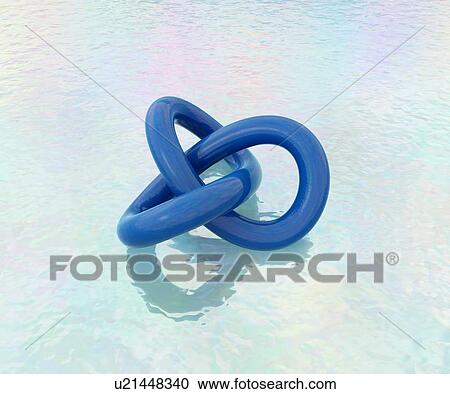 Stock Image - Trefoil knot, illustration. A mathematical knot, such as a trefoil, is defined as a closed curve that is embedded in three dimensions and cannot be untangled to produce a simple loop. A trefoil is the simplest example of a nontrivial knot (cannot be.... Fotosearch