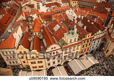 Stock Photography - View from Astronomical Clock tower, Old Town Square, Prague, Czech Republic. Fotosearch