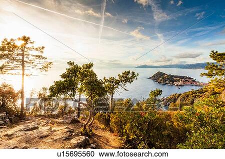 View from hill, Sestri Levante, Liguria, Italy View Large Photo Image Stock Image - View from hill, Sestri Levante, Liguria, Italy. Fotosearch