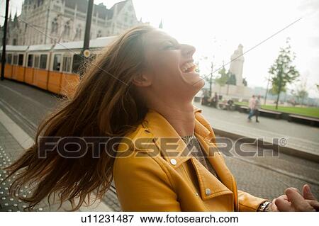 Stock Photo - Woman on city break, Budapest, Hungary. Fotosearch
